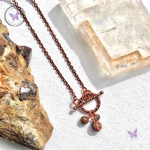 Leopard Skin Jasper Copper Toggle Necklace